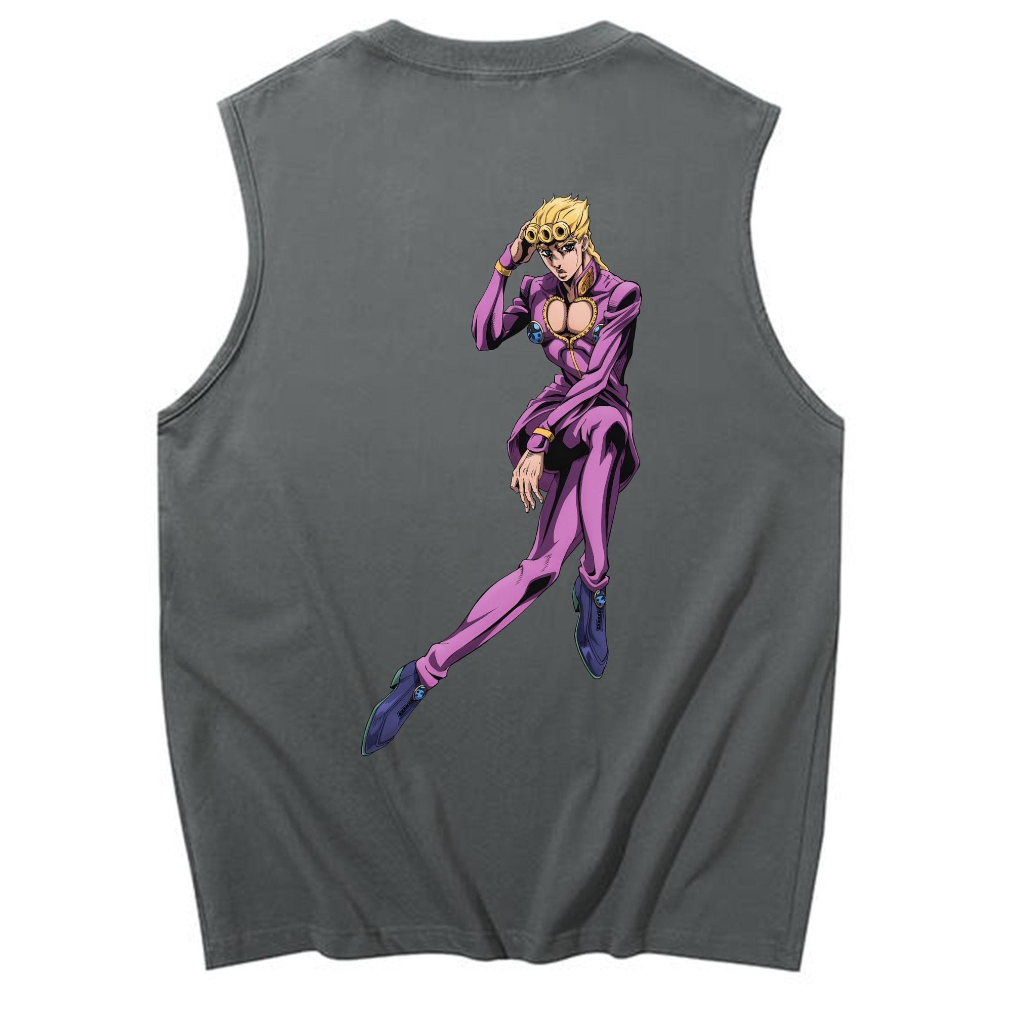 （画像用） ジョジョの奇妙な冒険 ジョルノ?ジョバァーナ JoJo's Bizarre Adventure Giorno Giovanna コットン100％タンクトップ（背面プリント）